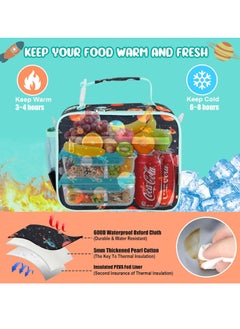 KASTWAVE Insulated Lunch Bag, Leak Cool Bag with Holder, Kids Lunch Cool Bag with Adjustable Strap, Waterproof Lunch Box Bag for Adults Kids Boys Girls Work School Picnic (Planet)  - Image 2