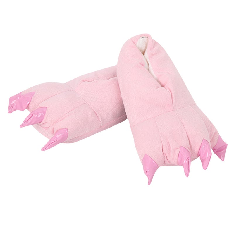 2pcs Unisex Warm Winter Dinosaur Paw Slipper Flannel Cosplay Costume Shoes Size S( ) - Image 2
