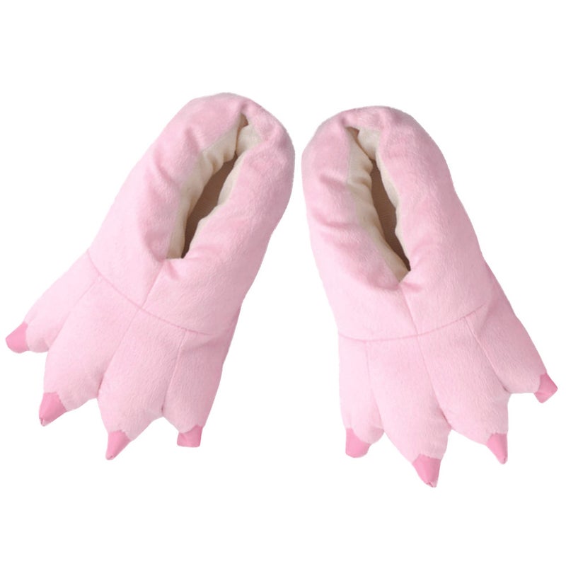 2pcs Unisex Warm Winter Dinosaur Paw Slipper Flannel Cosplay Costume Shoes Size S( ) - Image 4