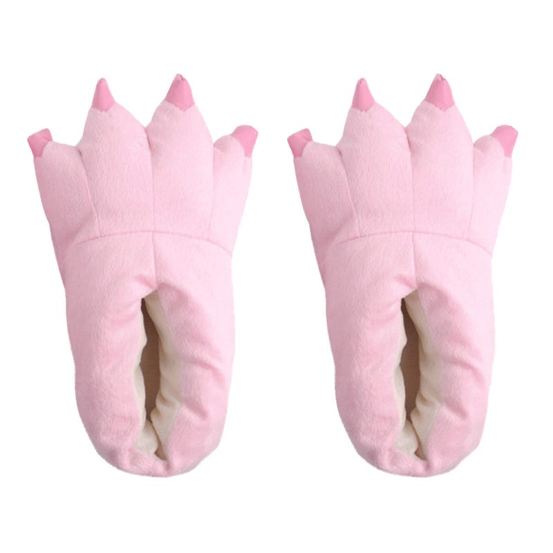 2pcs Unisex Warm Winter Dinosaur Paw Slipper Flannel Cosplay Costume Shoes Size S( ) - Image 1