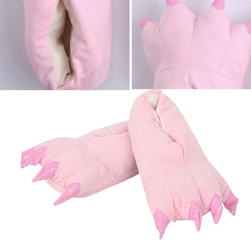 2pcs Unisex Warm Winter Dinosaur Paw Slipper Flannel Cosplay Costume Shoes Size S( ) - Image 3
