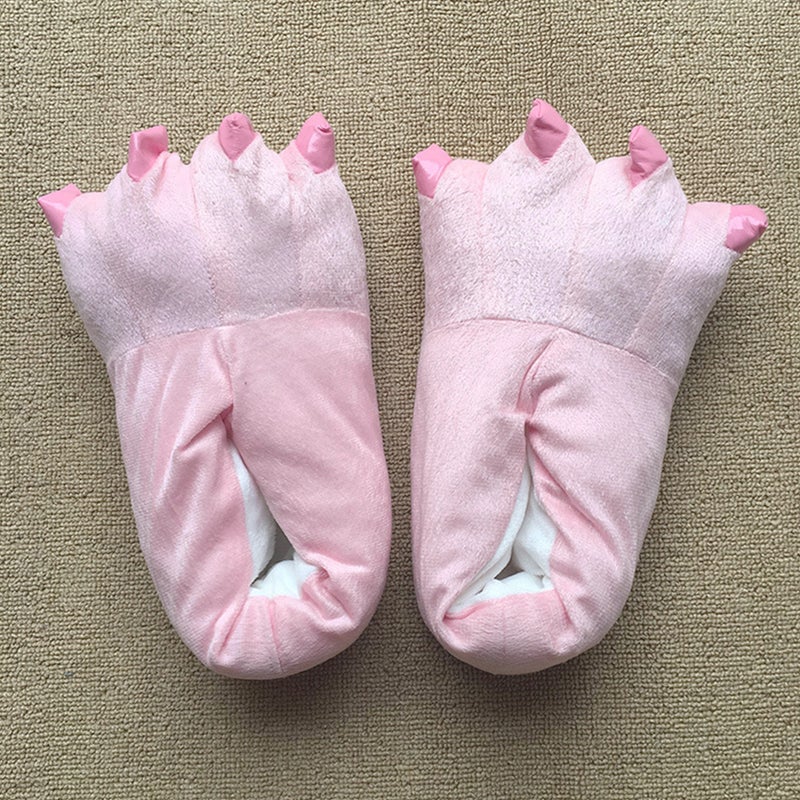 2pcs Unisex Warm Winter Dinosaur Paw Slipper Flannel Cosplay Costume Shoes Size S( ) - Image 5