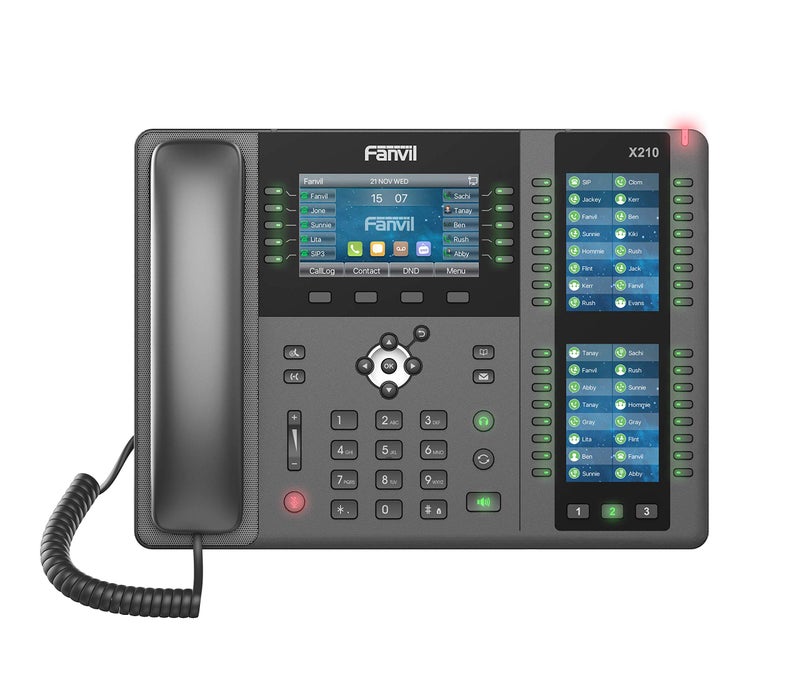 Fanvil X210 Enterprise VoIP Phone, 4.3-Inch Color Display, Two 3.5-Inch Side Color Displays for DSS Keys. 20 SIP Lines, Dual-port Gigabit Ethernet, Power Adapter Not Included - Image 1