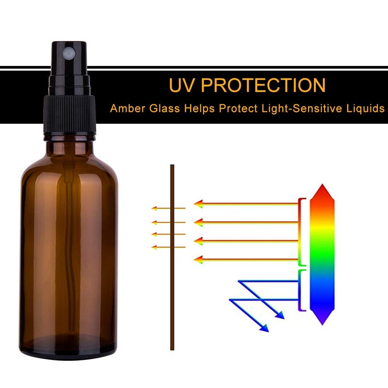 hmaimas 9 Pack Amber Glass Small Spray Bottles, 2oz Travel Fine Mist Empty Mini Spray Bottles for Essential Oils and Hair - Image 3