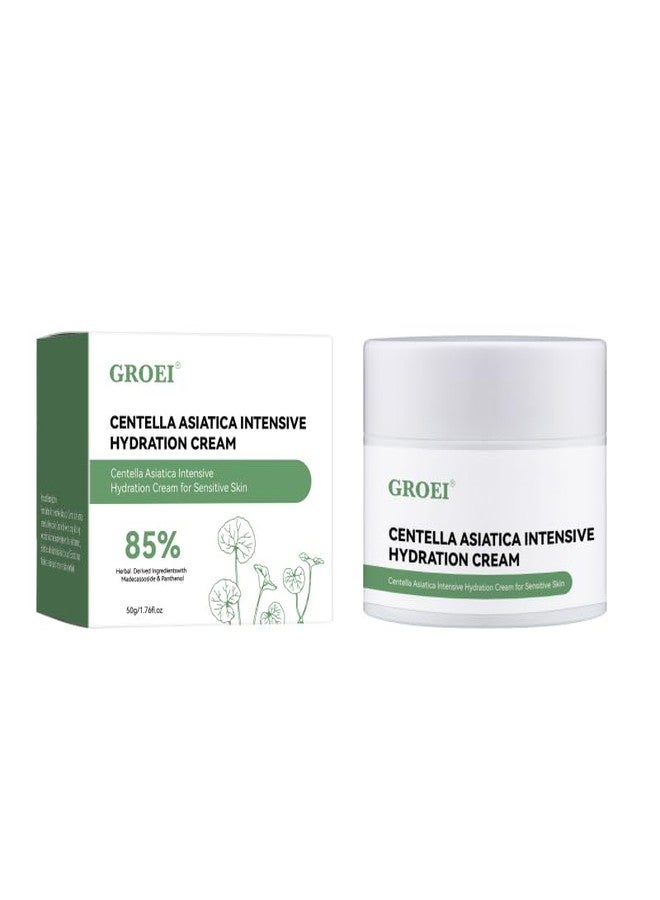 GROEI Centella Asiatica Intensive Hydration Cream, 85% Natural Ingredients, Long-Lasting Moisturizer for Sensitive & Dry Skin, Face Moisturizer Cream, 50g - Image 1