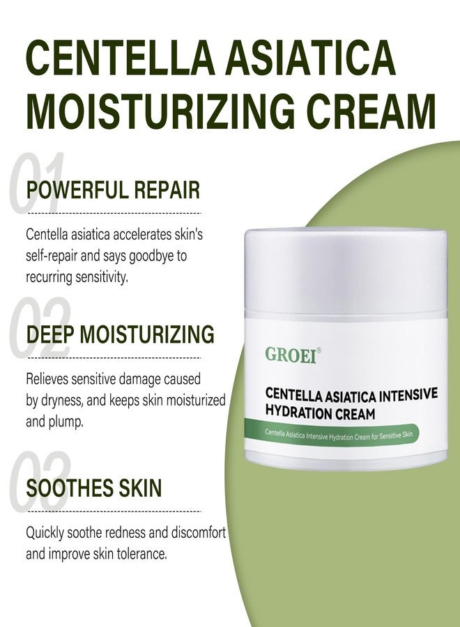 GROEI Centella Asiatica Intensive Hydration Cream, 85% Natural Ingredients, Long-Lasting Moisturizer for Sensitive & Dry Skin, Face Moisturizer Cream, 50g - Image 3
