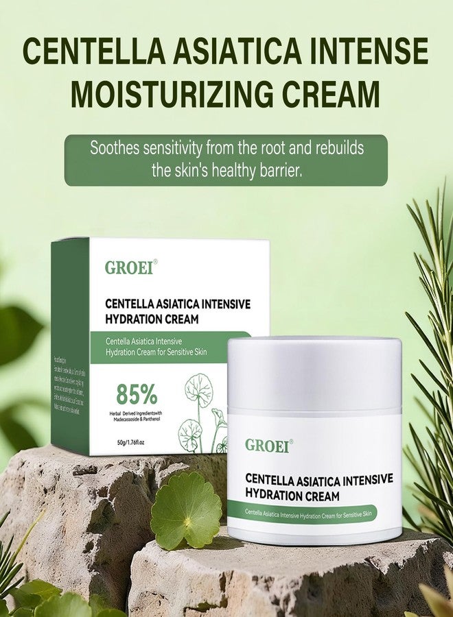 GROEI Centella Asiatica Intensive Hydration Cream, 85% Natural Ingredients, Long-Lasting Moisturizer for Sensitive & Dry Skin, Face Moisturizer Cream, 50g - Image 2