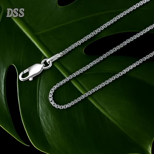 Designer Sterling Silver DSS 925 Sterling Silver Necklace for Women, Box Chain 1mm, Lobster Claw Clasps, Sterling Silver Chain, Italian Jewelry for Women, 20in - Image 5
