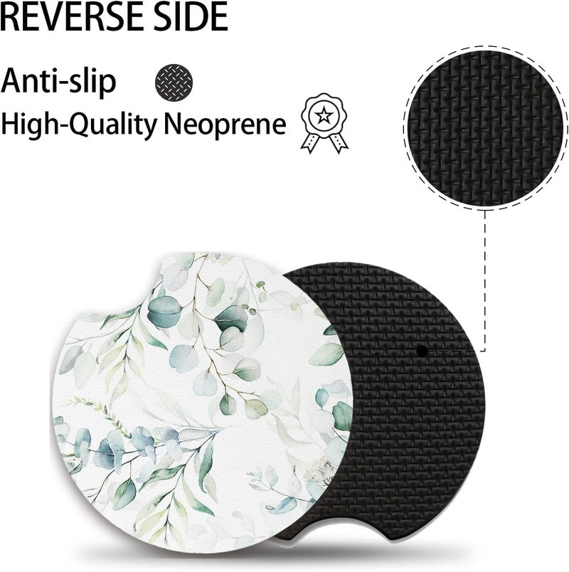 Adastrah Car Coasters,2Pcs Eucalyptus Cup Slot Mat Silicone Non-Slip Pad Cup Heat Insulation Coasters for Car Interior Accessories，Car Cup Holders Absorbent Cup Holders Car Accessories for Women & Men - Image 2