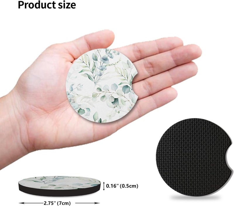 Adastrah Car Coasters,2Pcs Eucalyptus Cup Slot Mat Silicone Non-Slip Pad Cup Heat Insulation Coasters for Car Interior Accessories，Car Cup Holders Absorbent Cup Holders Car Accessories for Women & Men - Image 4