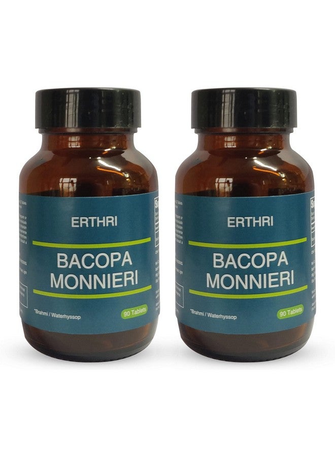 ERTHRI Bacopa Monnieri/Brahmi Tablet - for Mental Sharpness, Focus, Memory, and Cognitive Wellness - 750mg, 90 tablets - Pack of 2 - Image 1
