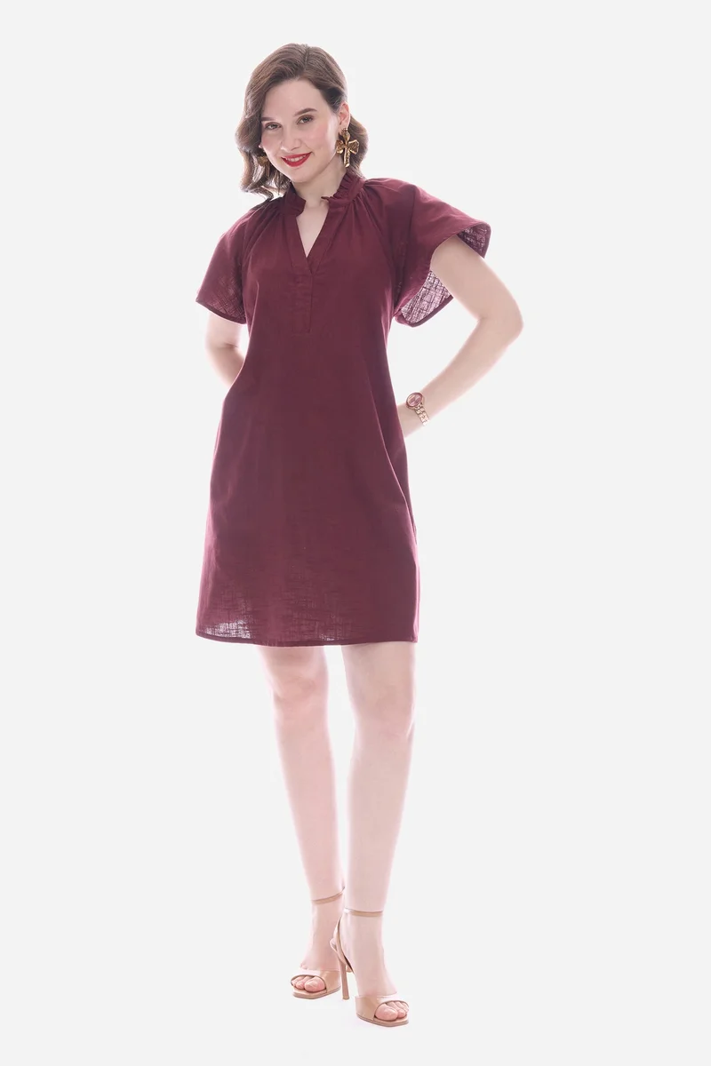 Virgio Solid Cotton Butterfly Sleeve Mini for Women