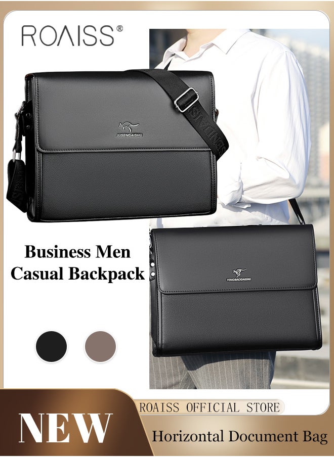 roaiss Men Business Briefcase Versatile Shoulder Bag for Men Ideal for Business and Casual Needs Lightweight with a Sleek Design Convenient Carry Handle  - Image 1