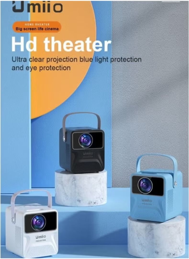 Umiio - Portable HD WiFi Theatre Android TV Projector System for FIFA Special – Indoor & Outdoor Use, 1080P HD Resolution, Wireless Connectivity, 50,000 Hours Lamp Life, Built-In Android TV, Supports Streaming & Gaming - Image 1