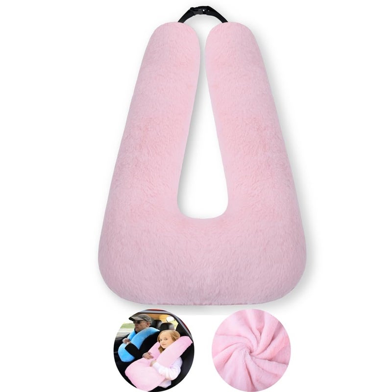 FHSGGP Travel Pillow Cushion for The Back Seat of Car Car Pillow for Kids A Sleeping Artifact Suitable for Long-Distance Travel of Adults and Children Travel Pillow for Kids Pink - Image 1