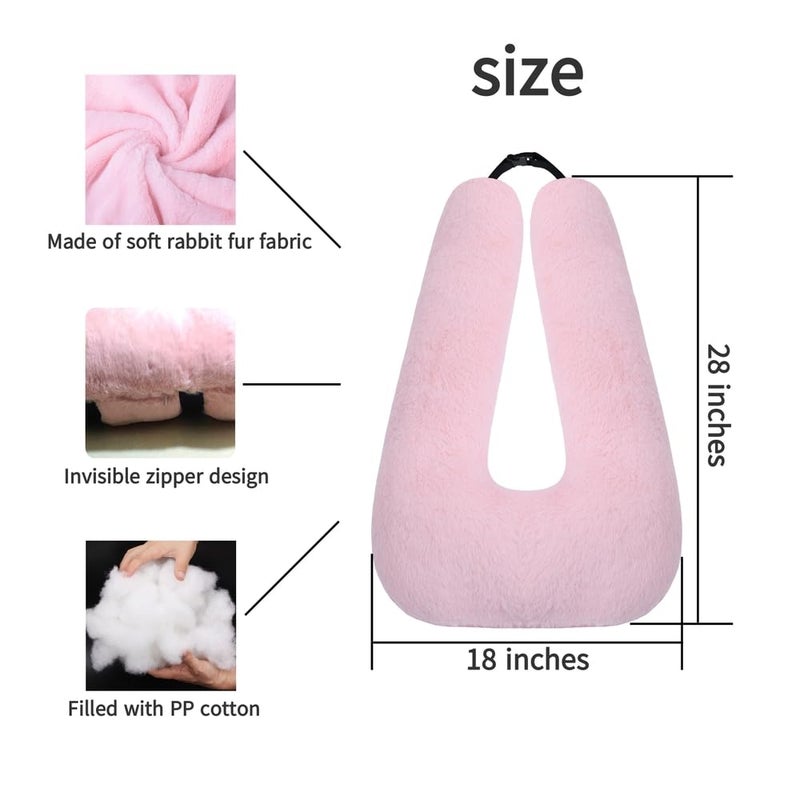 FHSGGP Travel Pillow Cushion for The Back Seat of Car Car Pillow for Kids A Sleeping Artifact Suitable for Long-Distance Travel of Adults and Children Travel Pillow for Kids Pink - Image 3