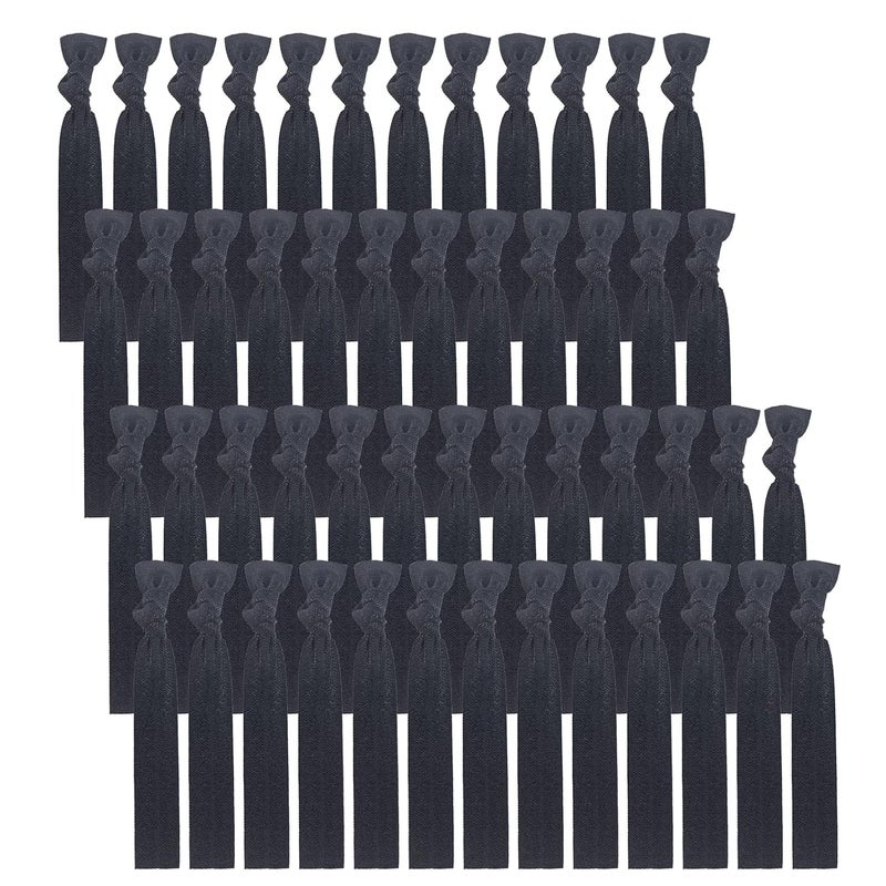 50 Pack Solid Color Knotted Hair Ties  No Crease Hair Ponytail Elastics for Women and Girls black