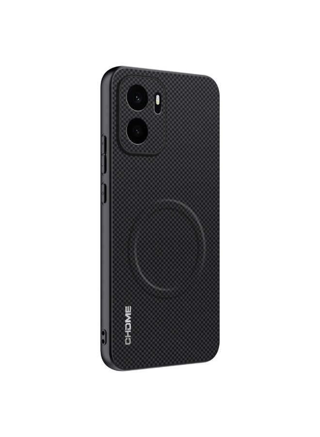 جراب OnePlus Ace 6 Ultra بتصميم Weave Pattern وخامة PU Leather مع دعم الحوامل المغناطيسية وحواف TPU ناعمة وحماية مرتفعة للكاميرا – أسود - Image 1