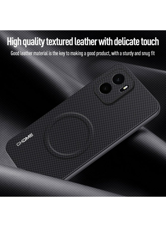جراب OnePlus Ace 6 Ultra بتصميم Weave Pattern وخامة PU Leather مع دعم الحوامل المغناطيسية وحواف TPU ناعمة وحماية مرتفعة للكاميرا – أسود - Image 4