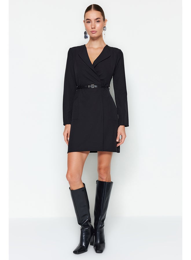 trendyol Black Double Breasted Woven Jacket Dress With Belt TWOAW24EL00300 - Image 1