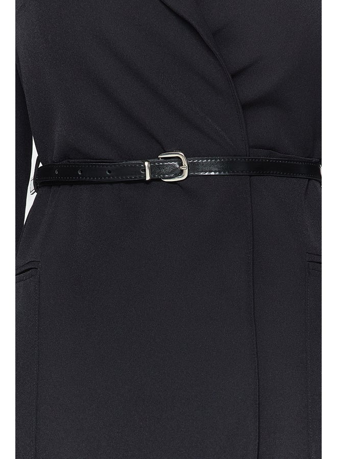 trendyol Black Double Breasted Woven Jacket Dress With Belt TWOAW24EL00300 - Image 4
