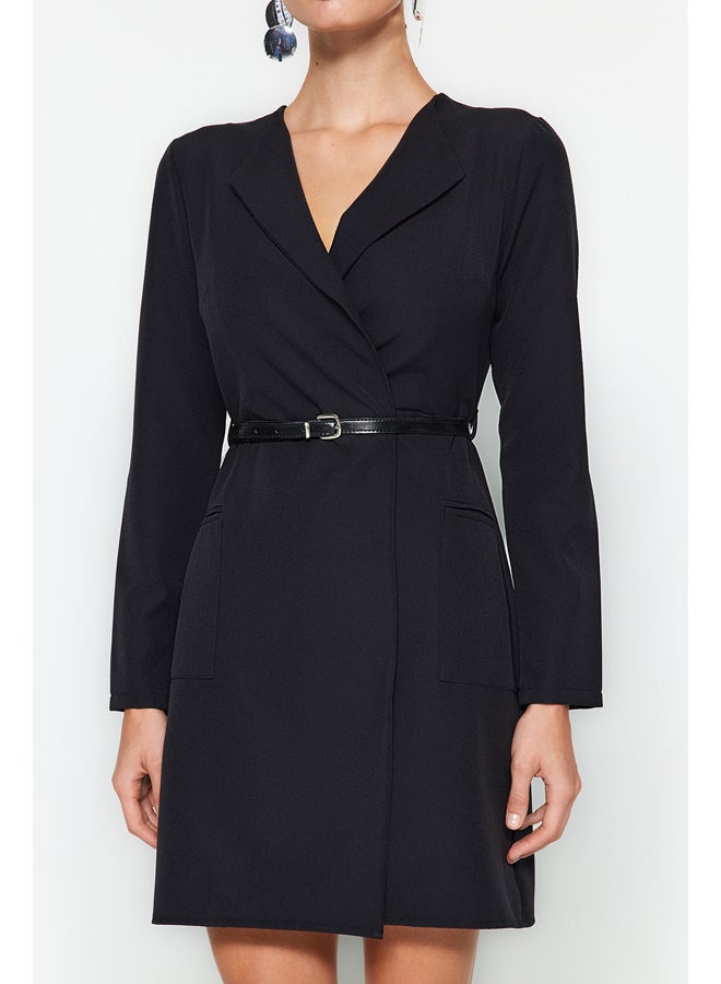 trendyol Black Double Breasted Woven Jacket Dress With Belt TWOAW24EL00300 - Image 5