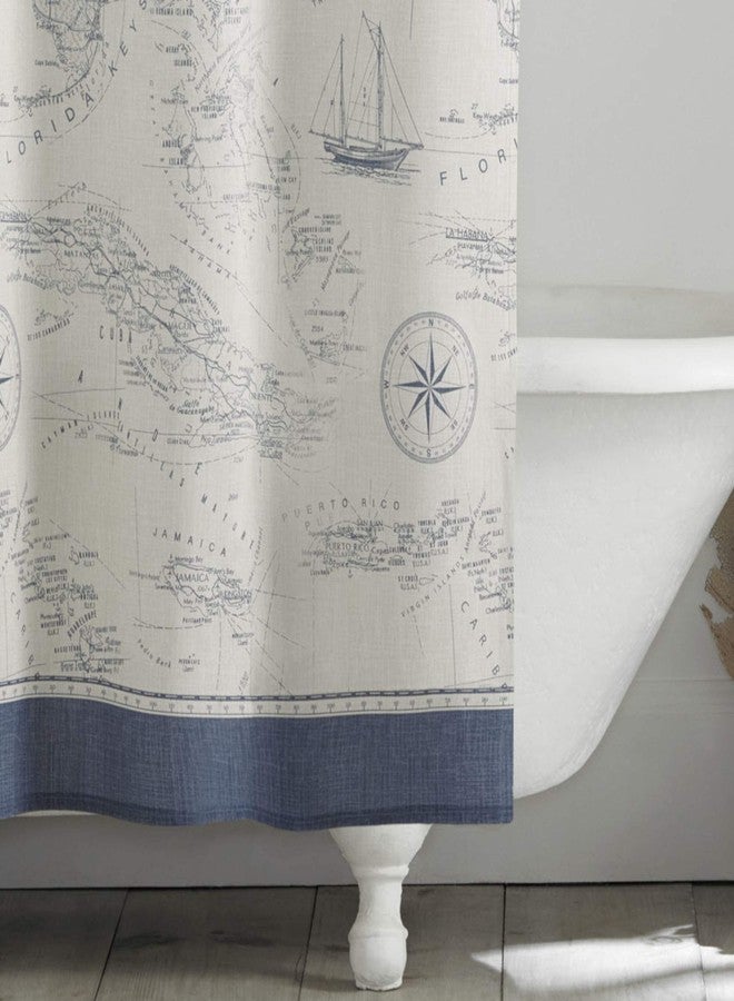 Tommy Bahama - Shower Curtain, Tropical Fabric Shower Curtain, Durable & Medium Weight Bathroom Decor (Caribbean Sea Blue, 72" x 72") - Image 3