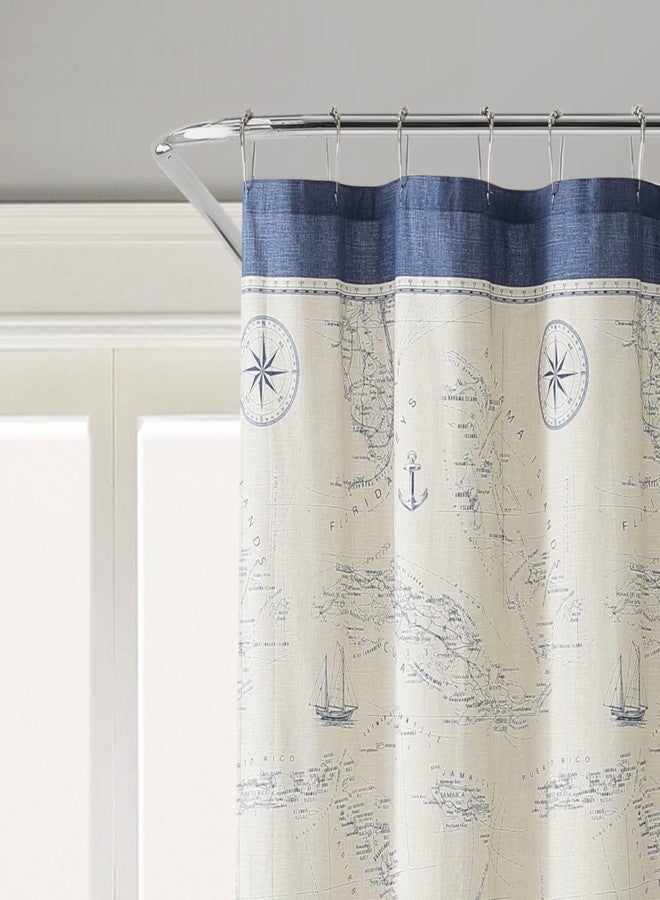 Tommy Bahama - Shower Curtain, Tropical Fabric Shower Curtain, Durable & Medium Weight Bathroom Decor (Caribbean Sea Blue, 72" x 72") - Image 2