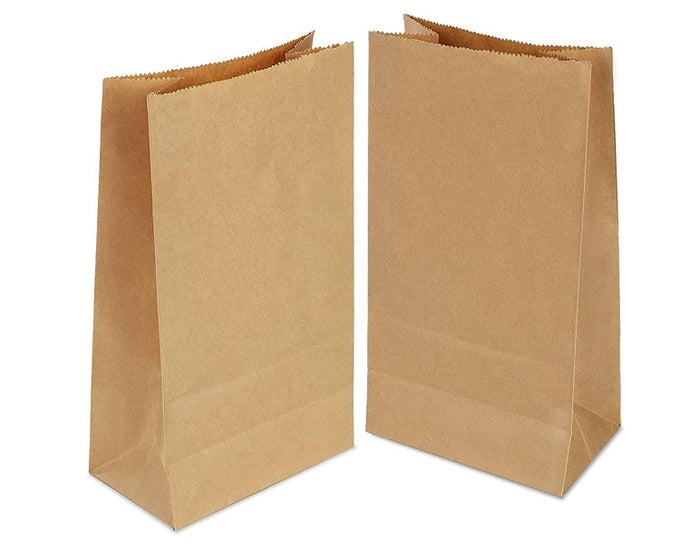 ECO FRIENDLY FOOD GRADE PAPER BAGS FOR FOOD PACKING OR SQUARE FLAT BOTTOM CARRY BAGS GROCERYFRUITS RESTAURANTS TAKE AWAY 14 X 10 X 5 INCH CAPACITY 2 KG PACK OF 25 BAGS BROWN