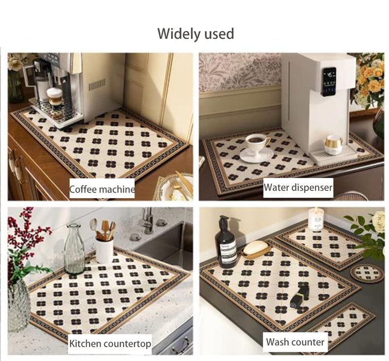 Cciphy Cute Coffee Maker Mat for Countertops Bar Accessories, Colorful Dish Drying Pad for Kitchen, Absorbent Quick Drying Mat, 12 X16 inch (Color B, 16"x12") - Image 2