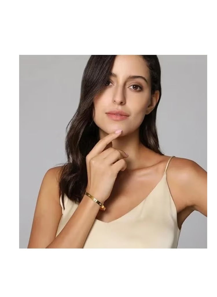 سوار حب ماسي مصنوع من الفولاذ المقاوم للصدأ مع حجر الزركون المكعب للفتيات، سوار كريستالي بيضاوي مثالي كهدية لعيد الحب وعيد الميلاد. - Image 3