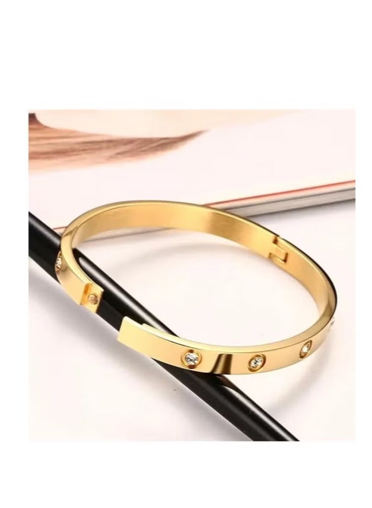 سوار حب ماسي مصنوع من الفولاذ المقاوم للصدأ مع حجر الزركون المكعب للفتيات، سوار كريستالي بيضاوي مثالي كهدية لعيد الحب وعيد الميلاد. - Image 5