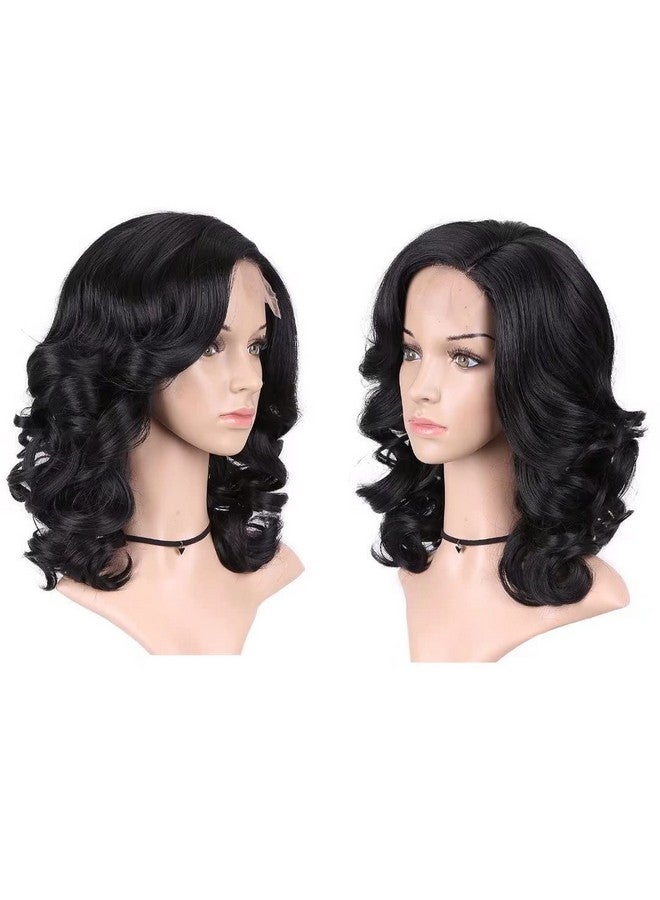 ليدي ميراندا شعر مستعار مموج فضفاض من الدانتيل، لون نقي، طبيعة مجعدة، اصطناعي مقاوم للحرارة، شعر مستعار كامل للنساء (أسود) - Image 5