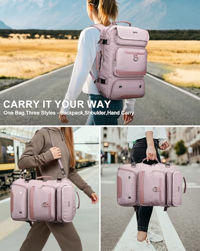PIJUSHI Carry on Travel Backpack for Women Convertible Duffel Bag Backpack Large Luggage Rucksack Fit 16 Inch LaptopPE039 Light Purple - Image 3