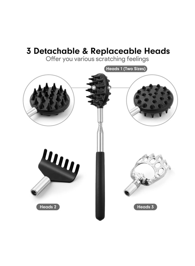 NIBEMINENT SYOSI Telescoping Back Scratcher with 3Pcs Detachable Scratching Heads, Extendable Backcratchers - Image 2