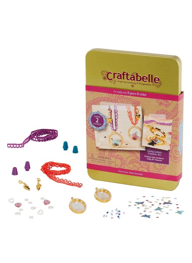 Craftabelle - Living Lockets Creation Kit Locket Making Kit 85Pc Necklace Set With Charms And Beads Diy Jewelry Kits For Kids 8 Years + - Image 1