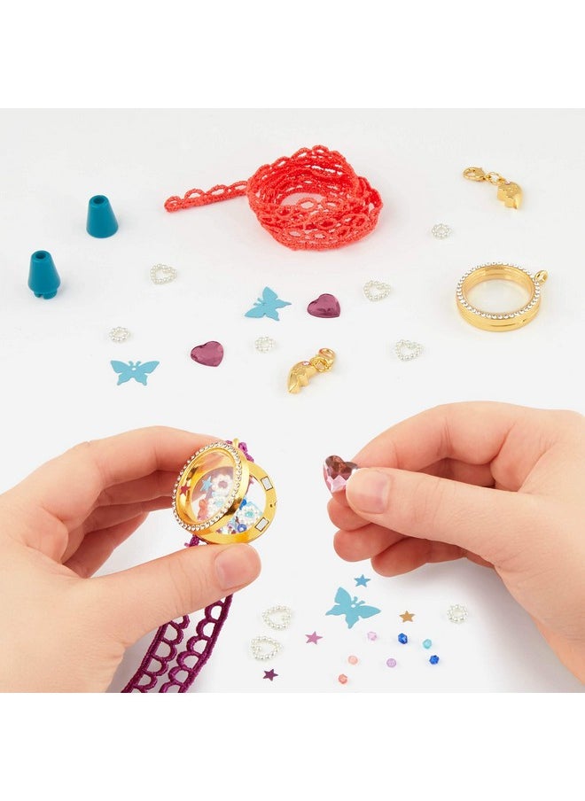 Craftabelle - Living Lockets Creation Kit Locket Making Kit 85Pc Necklace Set With Charms And Beads Diy Jewelry Kits For Kids 8 Years + - Image 1