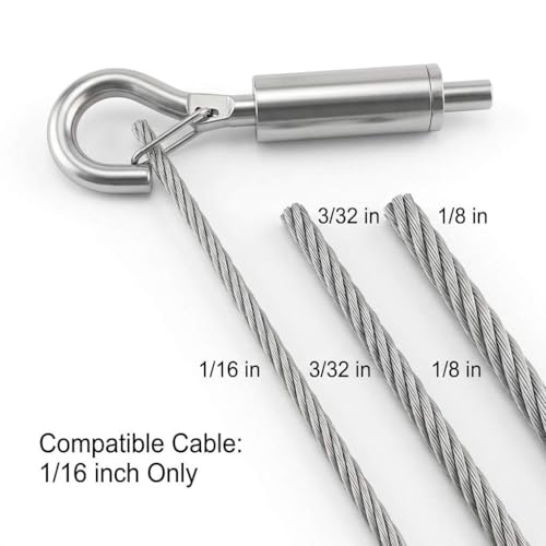 QWORK Steel Wire Rope Hanger 40 Pack Precise 116 inch Locking Hooks for Display Lighting Sign Hanging - Image 3