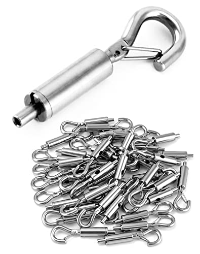 QWORK Steel Wire Rope Hanger 40 Pack Precise 116 inch Locking Hooks for Display Lighting Sign Hanging - Image 1