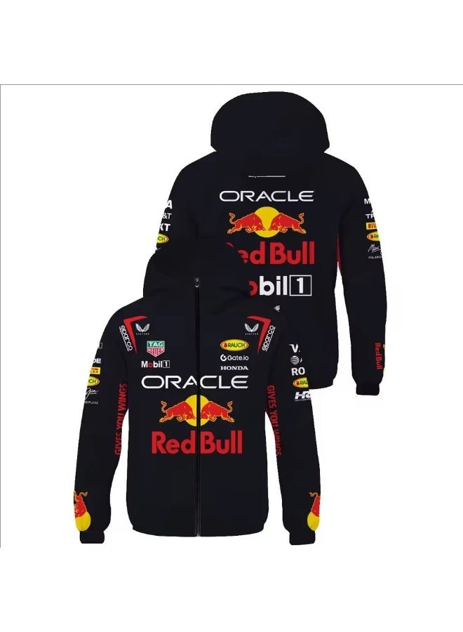 Red Bull Classic Brand Hooded Long-Sleeve Hoodie | Cozy Warm Casual Top