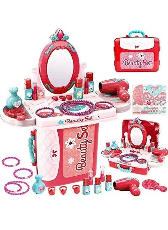 Famous Quality Famous Quality® Stylish Beauty Set for Kids Girls, Make Up Suitcase Kit with Makeup Accessories for Kids (Pink)  - Image 3