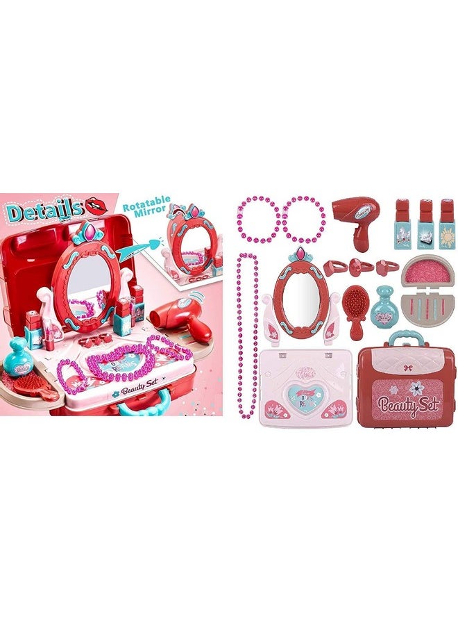 Famous Quality Famous Quality® Stylish Beauty Set for Kids Girls, Make Up Suitcase Kit with Makeup Accessories for Kids (Pink)  - Image 5