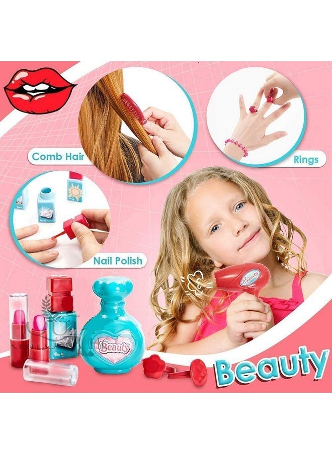 Famous Quality Famous Quality® Stylish Beauty Set for Kids Girls, Make Up Suitcase Kit with Makeup Accessories for Kids (Pink)  - Image 2