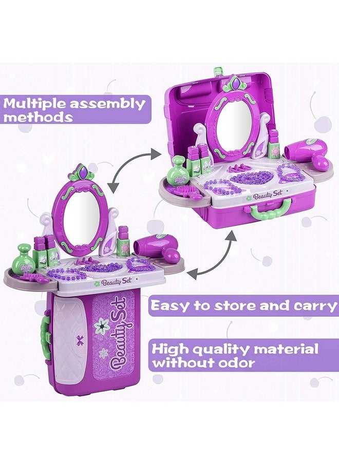 Famous Quality Famous Quality® Stylish Beauty Set for Kids Girls, Make Up Suitcase Kit with Makeup Accessories for Kids (Pink)  - Image 4
