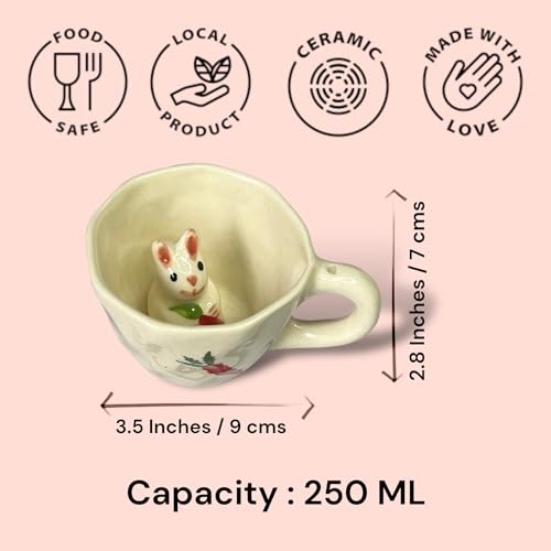 BACKKSPACE RETAIL 3D Animal Coffee Mug Comes with A Cute Rabbit Inside | Creative Morning Animal Cup for Hot and Cold Tea Milk Coffee | Perfect for Kids Decorations Best Office Cup (Ceramic), 350 ML - Image 5