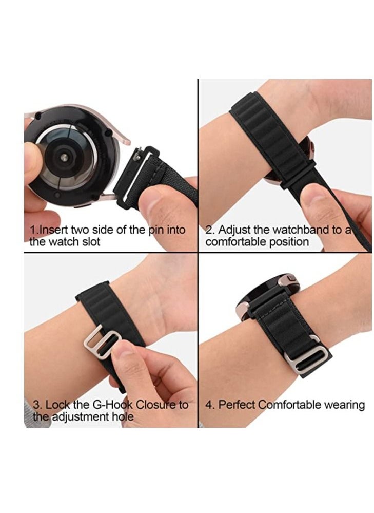 Generic Alpine Loop 22mm Compatible With Xiaomi Amazfit GTR 4/ GT R2 / GTR2E , Durable Sport Nylon Strap With Titanium G Hook  Black  - Image 3