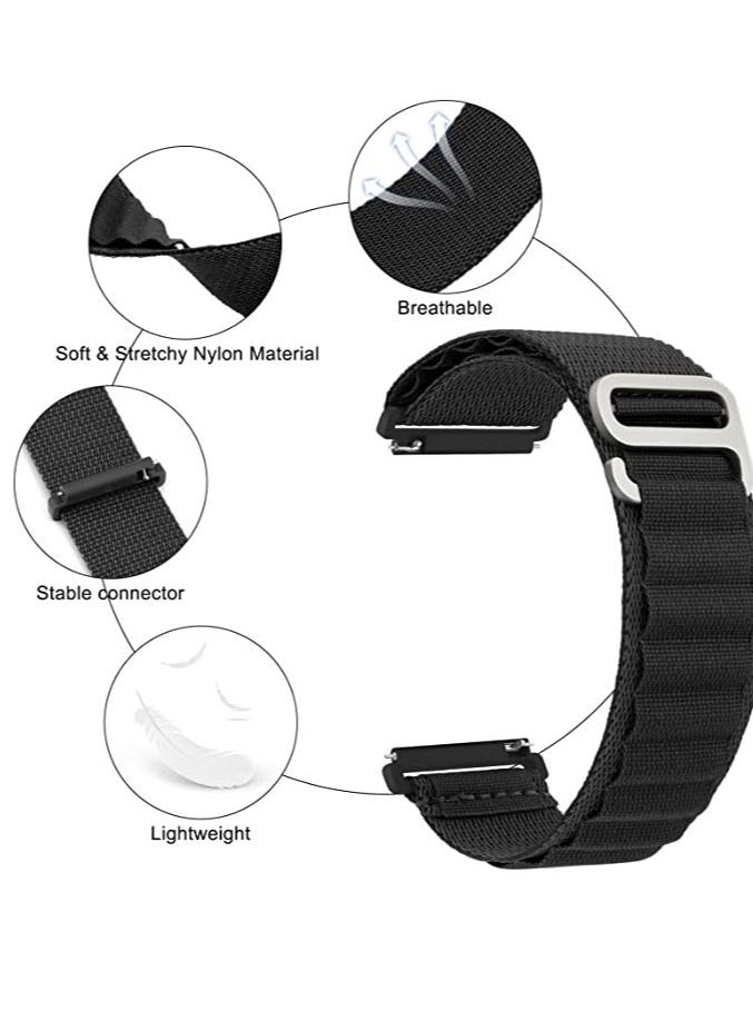 Generic Alpine Loop 22mm Compatible With Xiaomi Amazfit GTR 4/ GT R2 / GTR2E , Durable Sport Nylon Strap With Titanium G Hook  Black  - Image 2