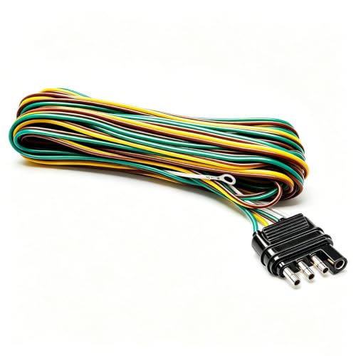 Seamaka 25ft 4 Wire 4Flat Trailer Light Wiring Harness Extension Kit Trailer Wiring Harness with 18 Gauge White Ground Wire for Trailers O016 - Image 1