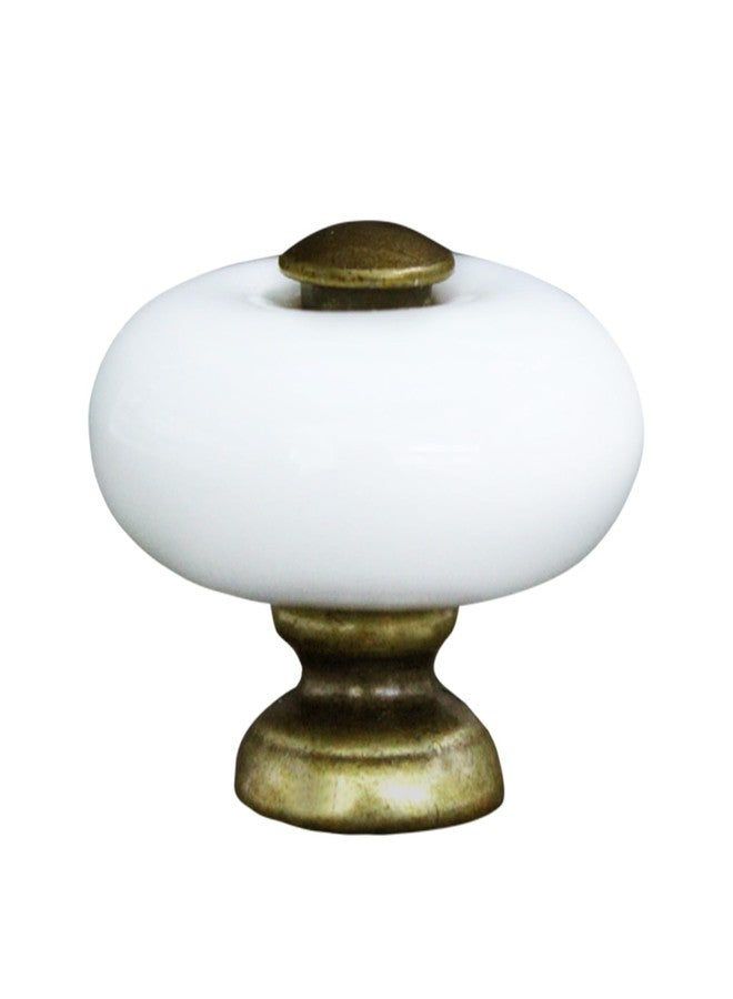 AUXBC 12Pcs Ceramic Round Knobs, Antique Brass and Ceramic Cabinet Knobs, White Furniture Knobs, Single Hole Drawer Handle Pulls for Drawer Closet Dresser Cupboard Wardrobe Door Kitchen with Screws - Image 3