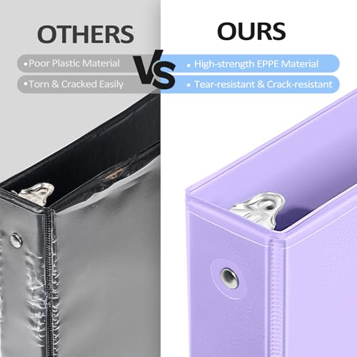 Sooez BinderX Extra Durable 3 Ring Binder, Round Ring 2 Inch Binders, Fits 450 Sheets of 8.5x11 Paper, Customizable View Cover with Inside Pockets, Cute 2" Binder, School Supplies for Girls, Pink - Image 3